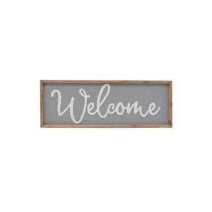 NEW PARIS LOFT welcome wood framed wall hanging sign in grey